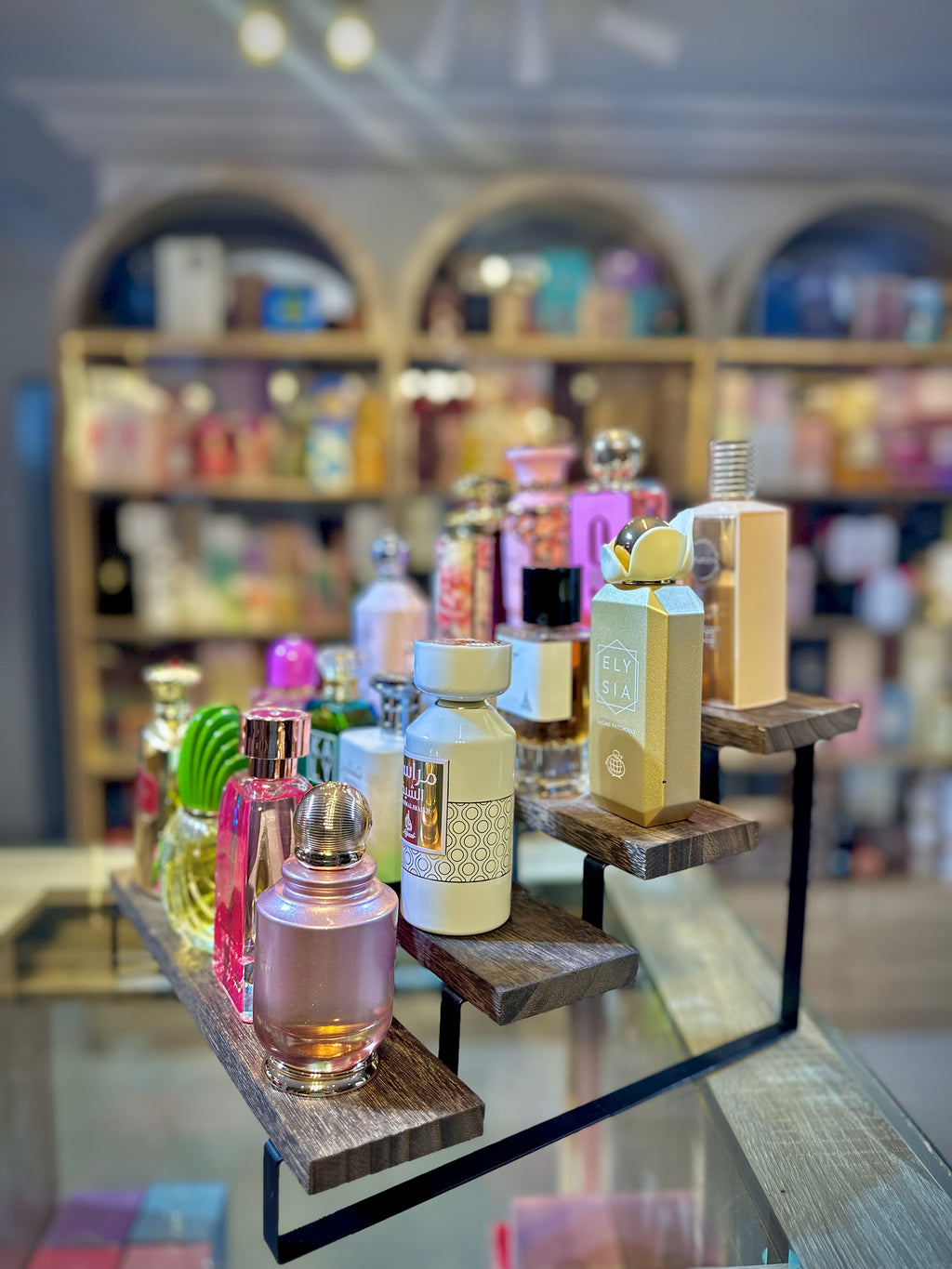 PERFUME DISPLAY WOODEN RACKS