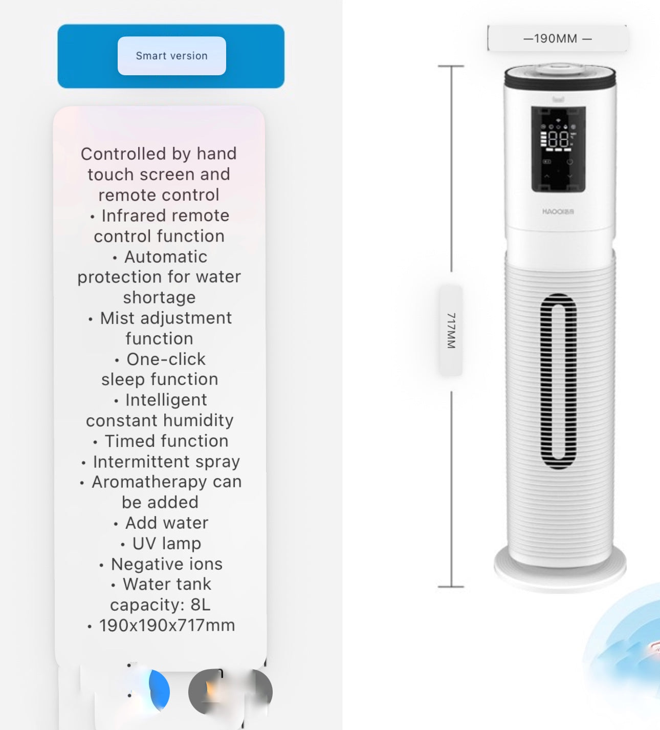 8L SMART HUMIDIFIER (+2 complimentary fragrance oils)