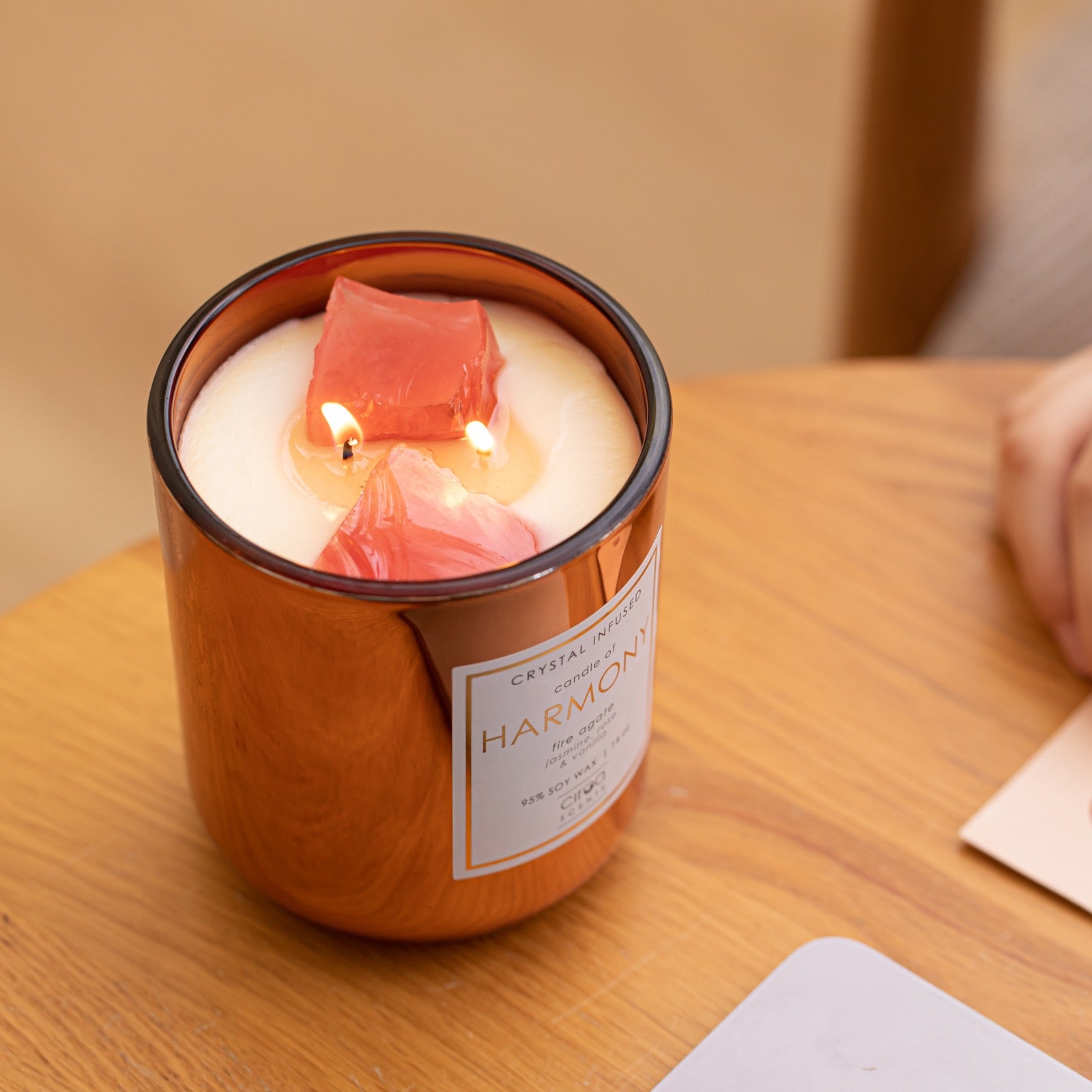 CRYSTAL INFUSED CANDLE OF HARMONY 350g