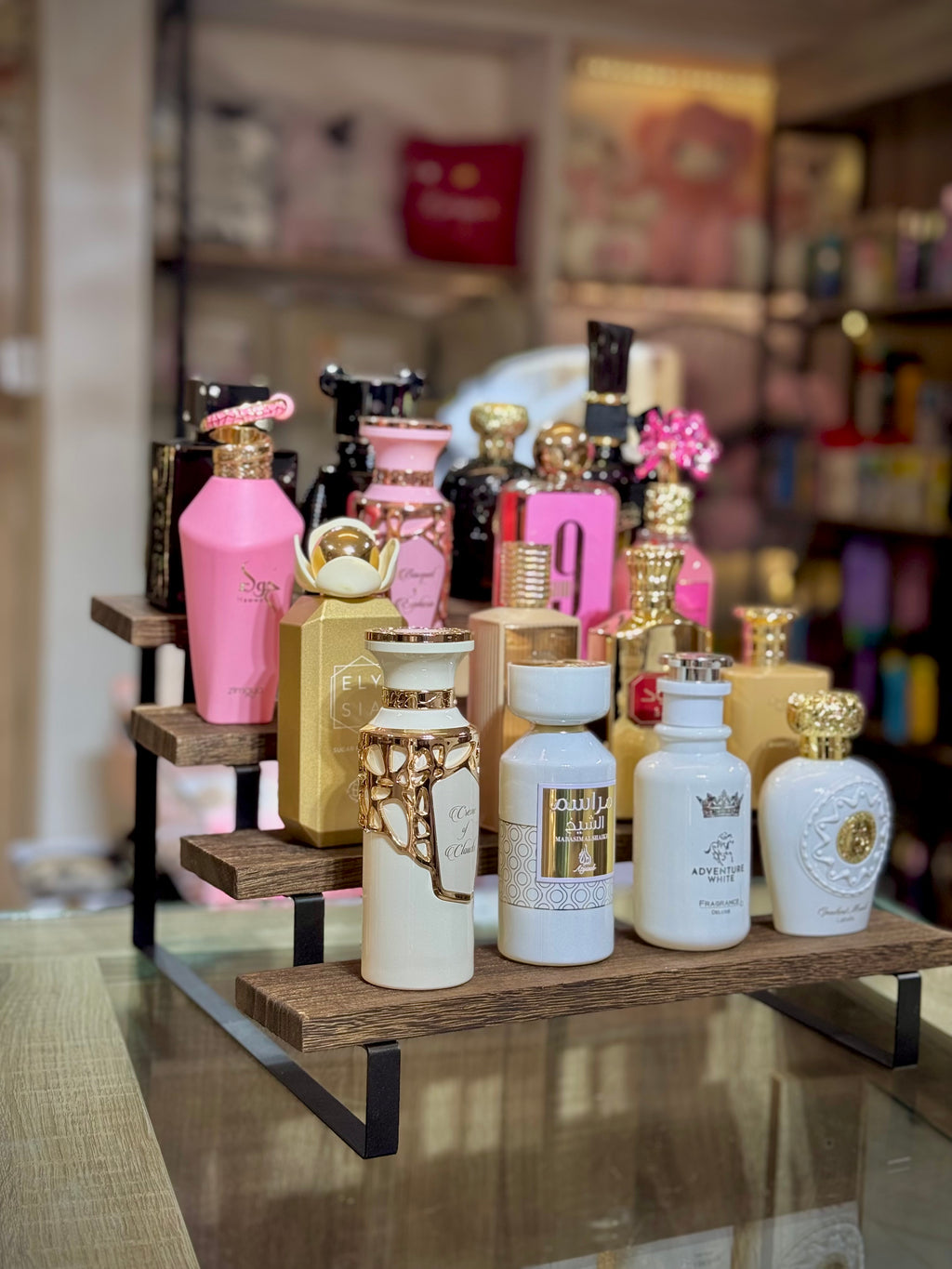 PERFUME DISPLAY WOODEN RACKS