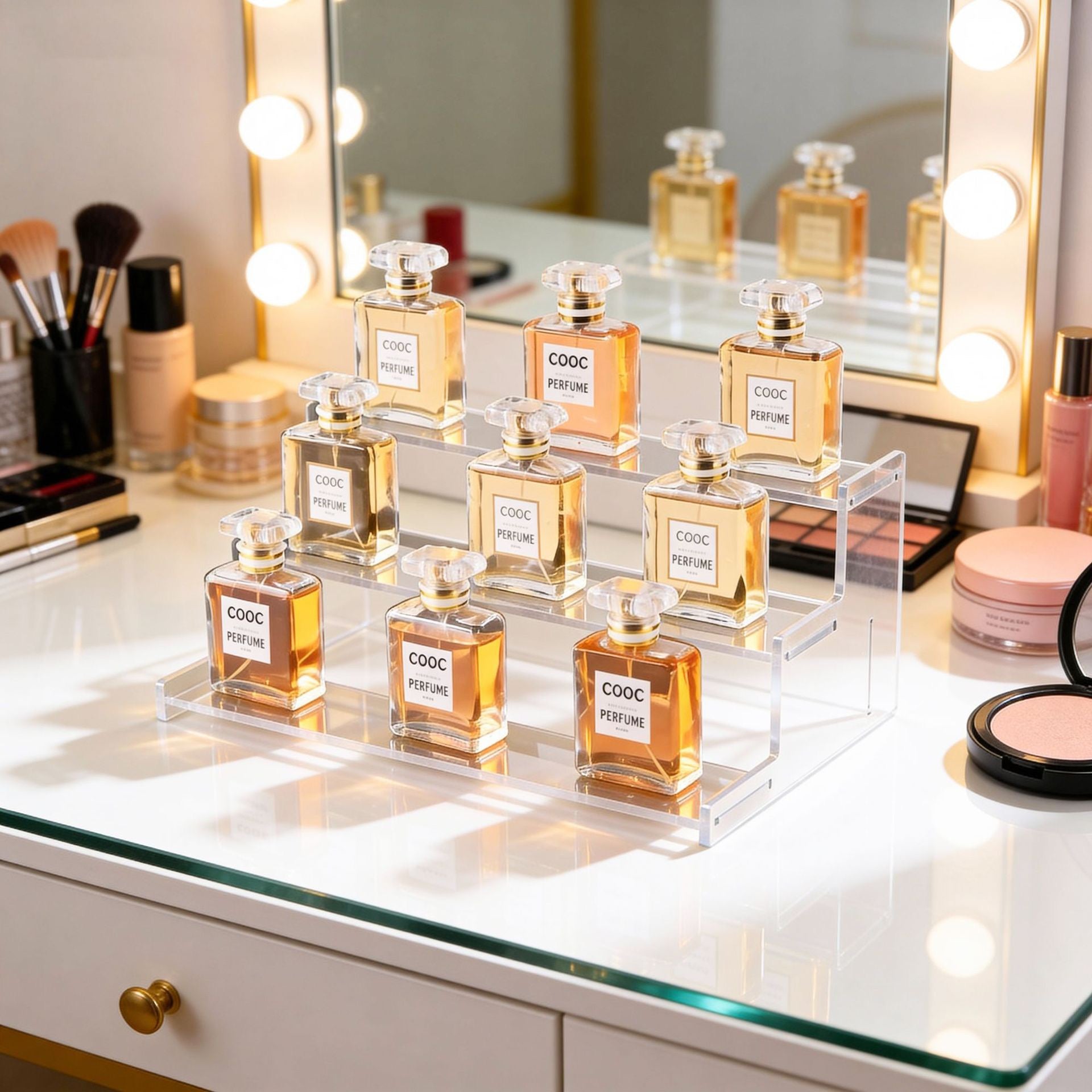 4 STEP ACRYLIC PERFUME DISPLAY RACK