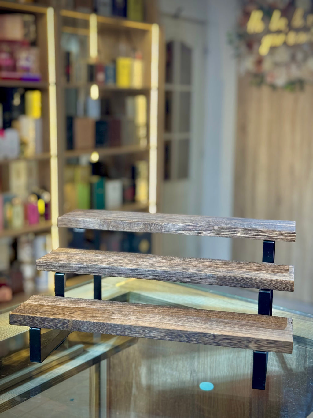 PERFUME DISPLAY WOODEN RACKS